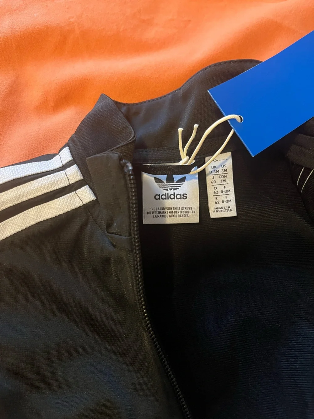 Adidas Kids Black Jacket and pants set with White Stripe Details - Picture 2 of 2